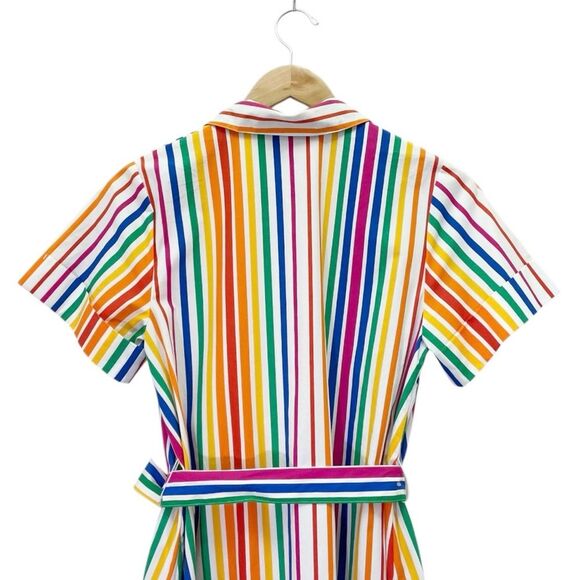 Christopher John Rogers x Target Rainbow Stripe Belted Shirt Dress Size 2 Cotton - Picture 9 of 14